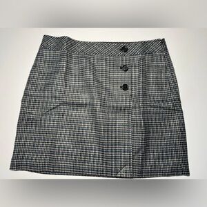 NWT Ann Taylor Loft Houndstooth Black Gray Blue Academia Preppy Mini Skirt Sz 12